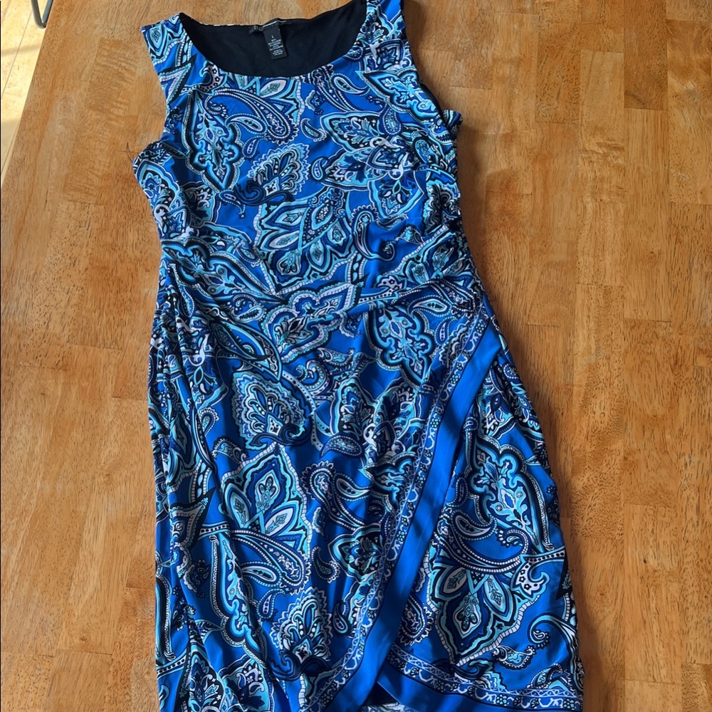 INC International Concepts Blue Paisley Midi Dress